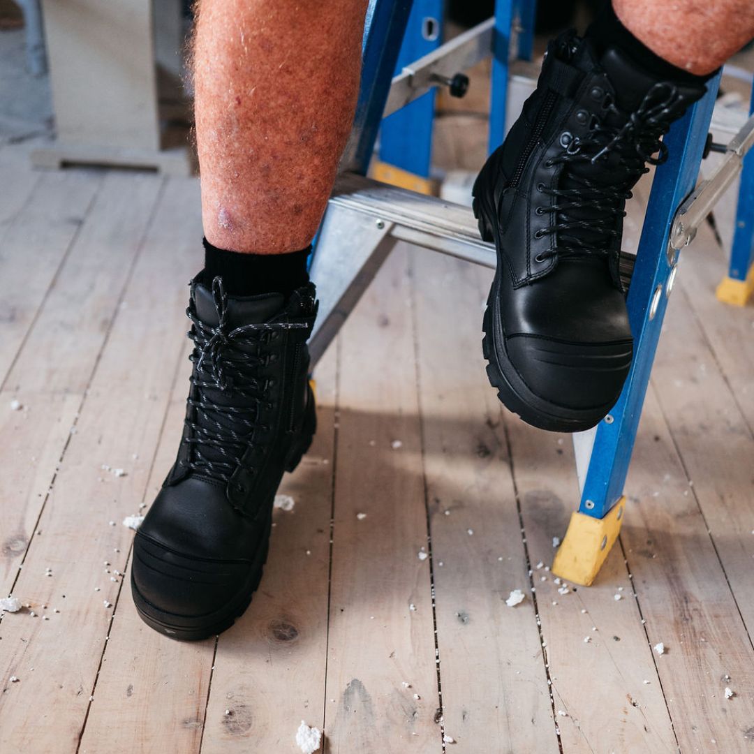 890BZ 8inch Steel Toe Work Boot - Black – Wide Load Footwear