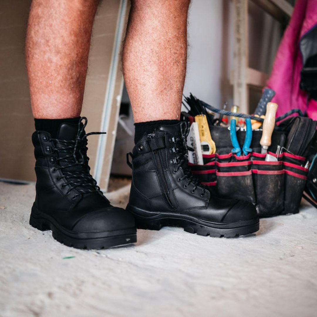 890BZ 8inch Steel Toe Work Boot - Black – Wide Load Footwear